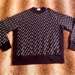 Champion Reverse Weave All Over Crew Neck Sweatshirt - Black - Men’s XL